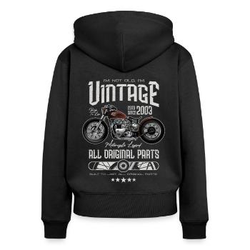Vintage Motorrad Biker Motorrad Geburtstag 2003 - Frauen Premium Bio Zip Hoodie - Schwarz - Hinten - Julia (174cm)