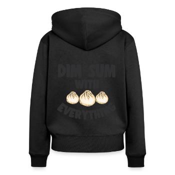Bao Bun Funny Dim Sum With Everything Asian - Women's Premium Organic Zip Hoodie - black - Back - Julia (174cm)