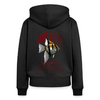 Altum Kaiserfisch Cichlid Fish Keeper Streetwear - Frauen Premium Bio Zip Hoodie - Schwarz - Hinten - Julia (174cm)