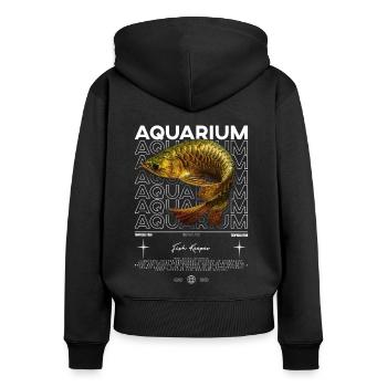 Asiatische Arowana Monster Fish Keeper Streetwear - Frauen Premium Bio Zip Hoodie - Schwarz - Hinten - Julia (174cm)
