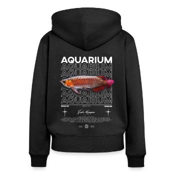Asiatische Arowana Monster Fish Keeper Streetwear - Frauen Premium Bio Zip Hoodie - Schwarz - Hinten - Julia (174cm)