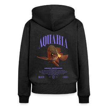 Asiatische Arowana Monster Fish Keeper Streetwear - Frauen Premium Bio Zip Hoodie - Schwarz - Hinten - Julia (174cm)