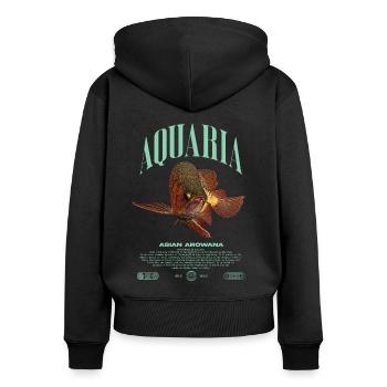 Asiatische Arowana Monster Fish Keeper Streetwear - Frauen Premium Bio Zip Hoodie - Schwarz - Hinten - Julia (174cm)