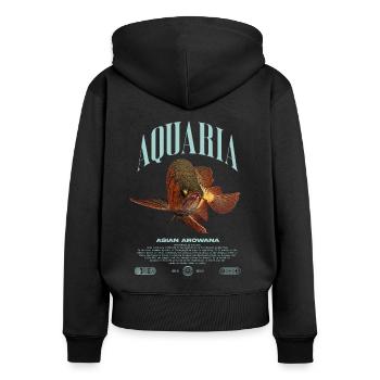 Asiatische Arowana Monster Fish Keeper Streetwear - Frauen Premium Bio Zip Hoodie - Schwarz - Hinten - Julia (174cm)