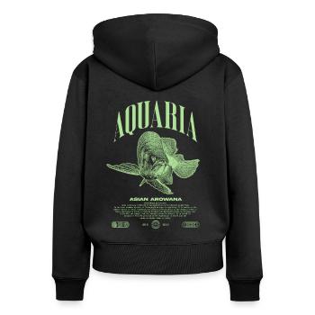 Asiatische Arowana Monster Fish Keeper Streetwear - Frauen Premium Bio Zip Hoodie - Schwarz - Hinten - Julia (174cm)