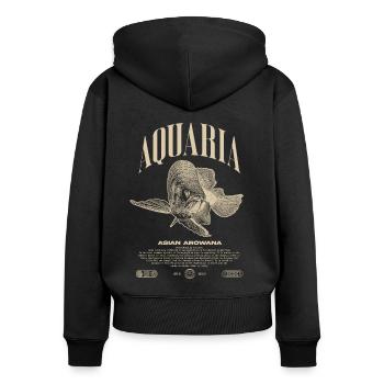 Asiatische Arowana Monster Fish Keeper Streetwear - Frauen Premium Bio Zip Hoodie - Schwarz - Hinten - Julia (174cm)
