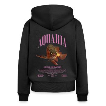 Asiatische Arowana Monster Fish Keeper Streetwear - Frauen Premium Bio Zip Hoodie - Schwarz - Hinten - Julia (174cm)