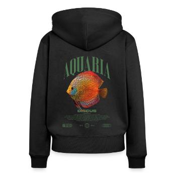 Diskus-Buntbarsch Fish Keeper Moderne Streetwear - Frauen Premium Bio Zip Hoodie - Schwarz - Hinten - Julia (174cm)