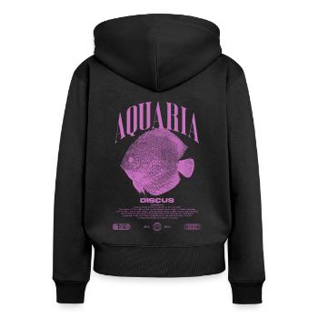 Diskus-Buntbarsch Fish Keeper Moderne Streetwear - Frauen Premium Bio Zip Hoodie - Schwarz - Hinten - Julia (174cm)