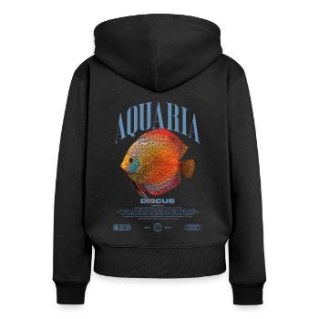 Diskus-Buntbarsch Fish Keeper Moderne Streetwear - Frauen Premium Bio Zip Hoodie - Schwarz - Hinten - Julia (174cm)