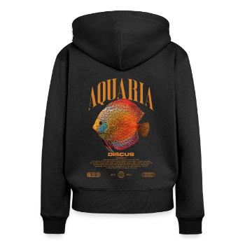 Diskus-Buntbarsch Fish Keeper Moderne Streetwear - Frauen Premium Bio Zip Hoodie - Schwarz - Hinten - Julia (174cm)