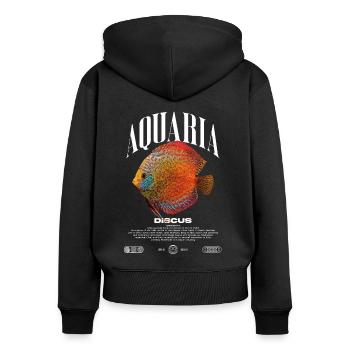 Diskus-Buntbarsch Fish Keeper Moderne Streetwear - Frauen Premium Bio Zip Hoodie - Schwarz - Hinten - Julia (174cm)