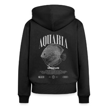 Diskus-Buntbarsch Fish Keeper Moderne Streetwear - Frauen Premium Bio Zip Hoodie - Schwarz - Hinten - Julia (174cm)