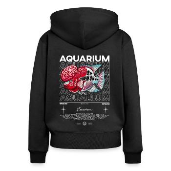 Flowerhorn Cichlid Monster Fish Keeper Streetwear - Frauen Premium Bio Zip Hoodie - Schwarz - Hinten - Julia (174cm)