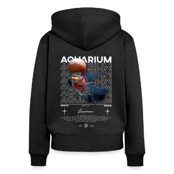 Flowerhorn Cichlid Monster Fish Keeper Streetwear - Women's Premium Organic Zip Hoodie - black - Back - Julia (174cm)