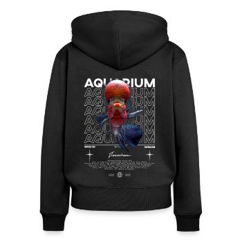 Flowerhorn Cichlid Monster Fish Keeper Streetwear - Frauen Premium Bio Zip Hoodie - Schwarz - Hinten - Julia (174cm)