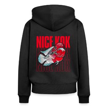 Schöner Kok Lustiger Blumenhorn-Buntbarsch Fischhalter - Frauen Premium Bio Zip Hoodie - Schwarz - Hinten - Julia (174cm)