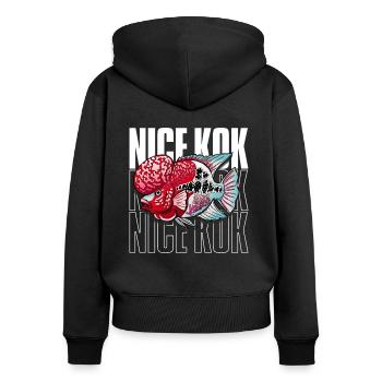 Schöner Kok Lustiger Blumenhorn-Buntbarsch Fischhalter - Frauen Premium Bio Zip Hoodie - Schwarz - Hinten - Julia (174cm)