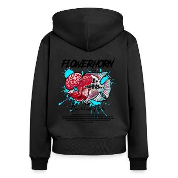 Flowerhorn Cichlid Monster Fish Keeper Streetwear - Frauen Premium Bio Zip Hoodie - Schwarz - Hinten - Julia (174cm)