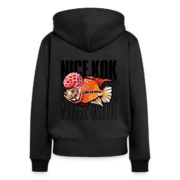 Schöner Kok Lustiger Blumenhorn-Buntbarsch Fischhalter - Frauen Premium Bio Zip Hoodie - Schwarz - Hinten - Julia (174cm)