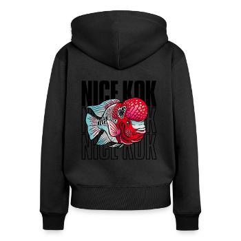 Schöner Kok Lustiger Blumenhorn-Buntbarsch Fischhalter - Frauen Premium Bio Zip Hoodie - Schwarz - Hinten - Julia (174cm)