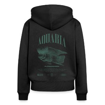 Flowerhorn Cichlid Fish Keeper Streetwear - Frauen Premium Bio Zip Hoodie - Schwarz - Hinten - Julia (174cm)