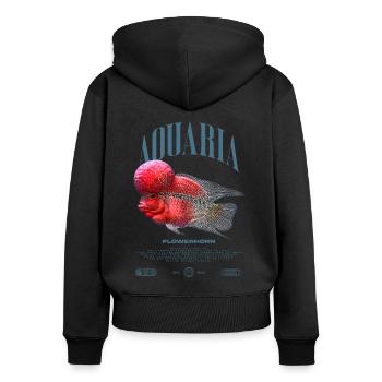 Flowerhorn Cichlid Fish Keeper Streetwear - Frauen Premium Bio Zip Hoodie - Schwarz - Hinten - Julia (174cm)