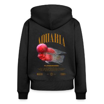 Flowerhorn Cichlid Fish Keeper Streetwear - Frauen Premium Bio Zip Hoodie - Schwarz - Hinten - Julia (174cm)
