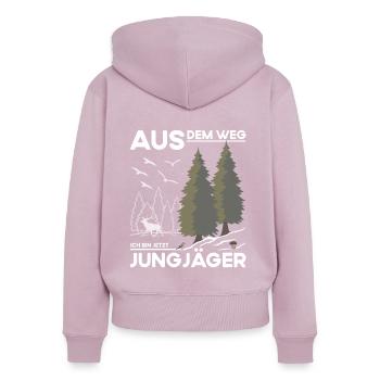 Jungjäger - Frauen Premium Bio Zip Hoodie - Altrosa - Hinten - Julia (174cm)