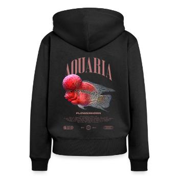 Flowerhorn Cichlid Fish Keeper Streetwear - Frauen Premium Bio Zip Hoodie - Schwarz - Hinten - Julia (174cm)