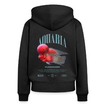 Flowerhorn Cichlid Fish Keeper Streetwear - Frauen Premium Bio Zip Hoodie - Schwarz - Hinten - Julia (174cm)