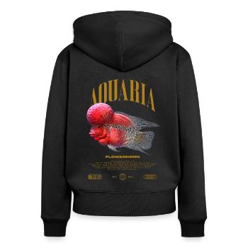 Flowerhorn Cichlid Fish Keeper Streetwear - Frauen Premium Bio Zip Hoodie - Schwarz - Hinten - Julia (174cm)