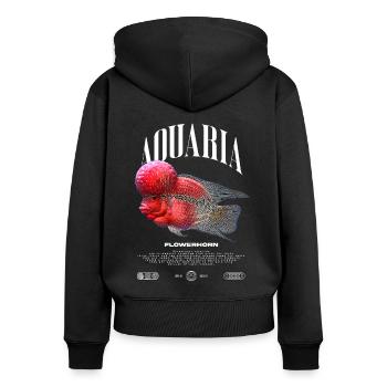 Flowerhorn Cichlid Fish Keeper Streetwear - Frauen Premium Bio Zip Hoodie - Schwarz - Hinten - Julia (174cm)