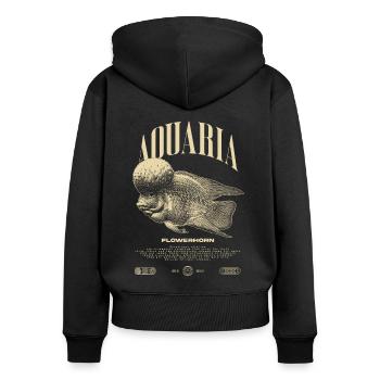 Flowerhorn Cichlid Fish Keeper Streetwear - Frauen Premium Bio Zip Hoodie - Schwarz - Hinten - Julia (174cm)