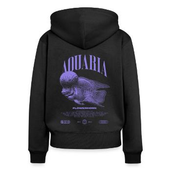 Flowerhorn Cichlid Fish Keeper Streetwear - Frauen Premium Bio Zip Hoodie - Schwarz - Hinten - Julia (174cm)