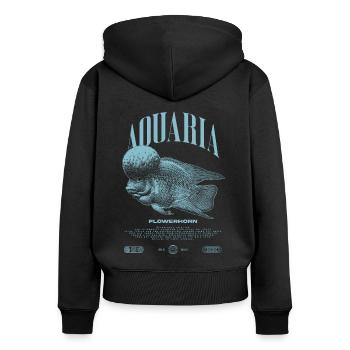 Flowerhorn Cichlid Fish Keeper Streetwear - Frauen Premium Bio Zip Hoodie - Schwarz - Hinten - Julia (174cm)