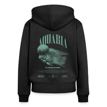 Flowerhorn Cichlid Fish Keeper Streetwear - Frauen Premium Bio Zip Hoodie - Schwarz - Hinten - Julia (174cm)