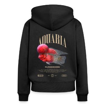 Flowerhorn Cichlid Fish Keeper Streetwear - Frauen Premium Bio Zip Hoodie - Schwarz - Hinten - Julia (174cm)