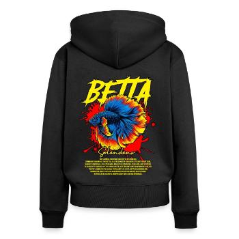 Betta Fish Keeper Streetwear moderne - Sweat à capuche zippé Premium bio Femme - noir - Dos - Julia (174cm)