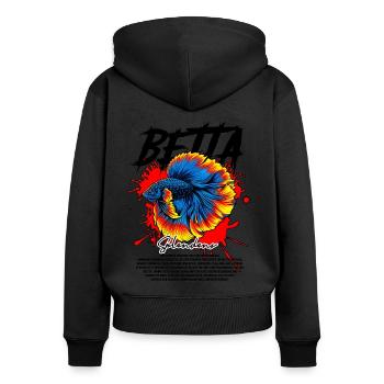 Betta Fish Keeper Streetwear moderne - Sweat à capuche zippé Premium bio Femme - noir - Dos - Julia (174cm)