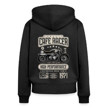 Cafe Racer Motorrad Geburtstag Biker Jahrgang 1971 - Frauen Premium Bio Zip Hoodie - Schwarz - Hinten - Julia (174cm)