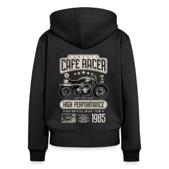 Cafe Racer Motorrad Geburtstag Biker Jahrgang 1985 - Frauen Premium Bio Zip Hoodie - Schwarz - Hinten - Julia (174cm)