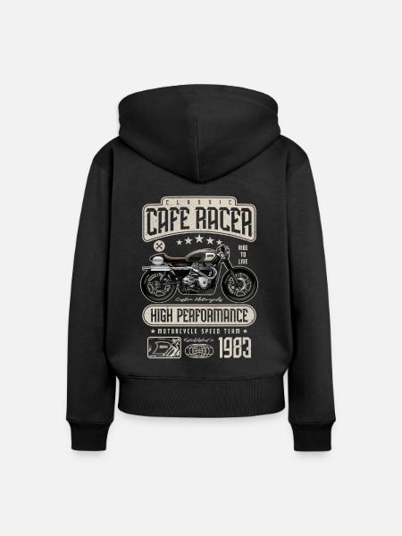 Cafe Racer Motociclista Cumpleaños Nacido 1983 - Sudadera ecológica prémium con cremallera para mujer - negro