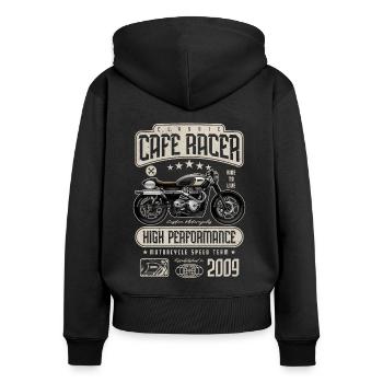 Cafe Racer Moto Anniversaire Motard Né en 2009 - Sweat à capuche zippé Premium bio Femme - noir - Dos - Julia (174cm)
