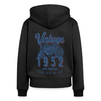 Oldtimer Traktor Farmer Geburtstag Jahrgang 1952 - Frauen Premium Bio Zip Hoodie - Schwarz - Hinten - Julia (174cm)
