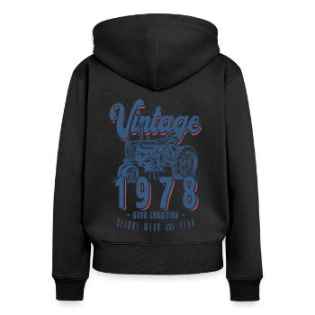 Oldtimer Traktor Farmer Geburtstag Jahrgang 1978 - Frauen Premium Bio Zip Hoodie - Schwarz - Hinten - Julia (174cm)
