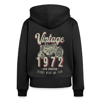 Oldtimer Traktor Farmer Geburtstag Jahrgang 1972 - Frauen Premium Bio Zip Hoodie - Schwarz - Hinten - Julia (174cm)