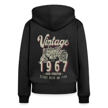 Oldtimer Traktor Farmer Geburtstag Jahrgang 1967 - Frauen Premium Bio Zip Hoodie - Schwarz - Hinten - Julia (174cm)