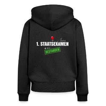 1. Staatsexamen Jura - Frauen Premium Bio Zip Hoodie - Schwarz - Hinten - Julia (174cm)