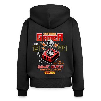 Vintage Gamer seit 1944 Lustiges Geburtstagsspiel - Frauen Premium Bio Zip Hoodie - Schwarz - Hinten - Julia (174cm)
